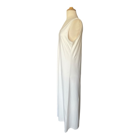 COS Scoop Neck Jersey Midi Dress Cream Size Medium Sleeveless Ribbed Edge Fluid - Picture 4 of 14